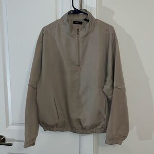 George Golf Jacket Mens Large Beige 1/2 zip Pullover Windbreaker Convertible L